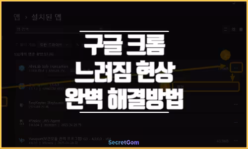 구글 크롬 느려짐 현상 완벽 해결방법