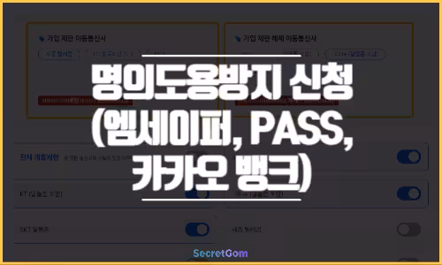 명의도용방지 서비스 신청 방법엠세이퍼 PASS 카카오 뱅크