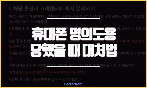 휴대폰 명의도용 당했을 때 대처법
